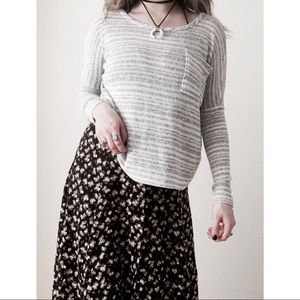 Sparkle & Fade Oversized Striped Open Knit Tee